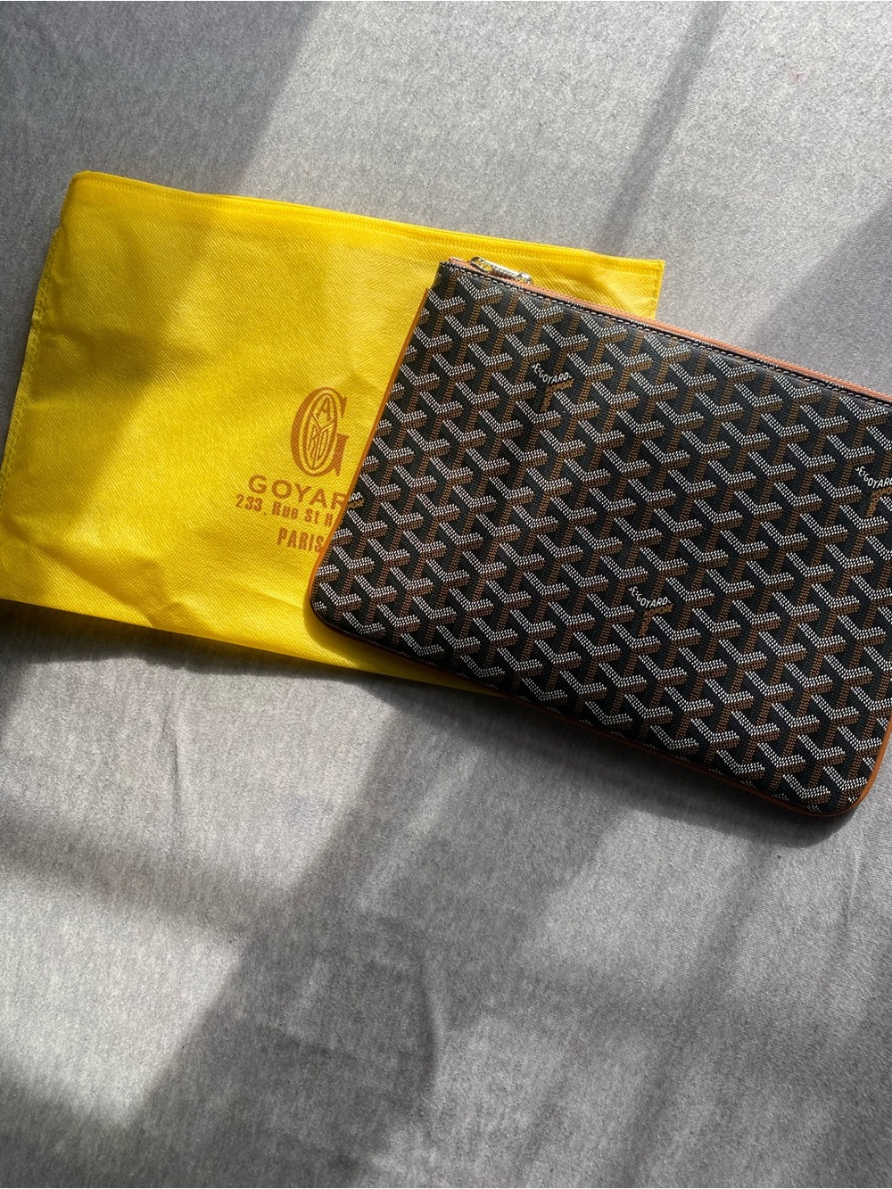Goyard Black and Brown Goyardine Flat Zip Pouch - Picture 3 of 3